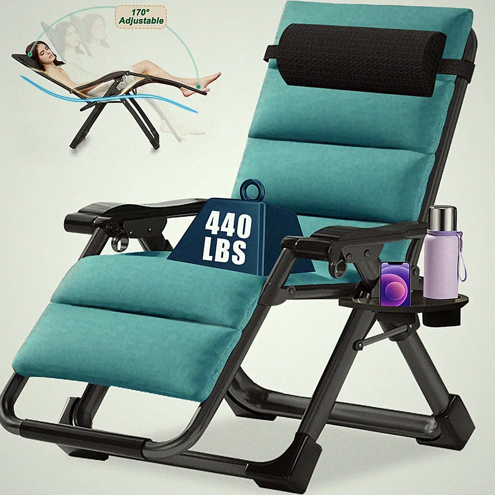 Adjustable Zero Gravity Chair w/ Ergonomic Design, Portable Folding Chaise Chair