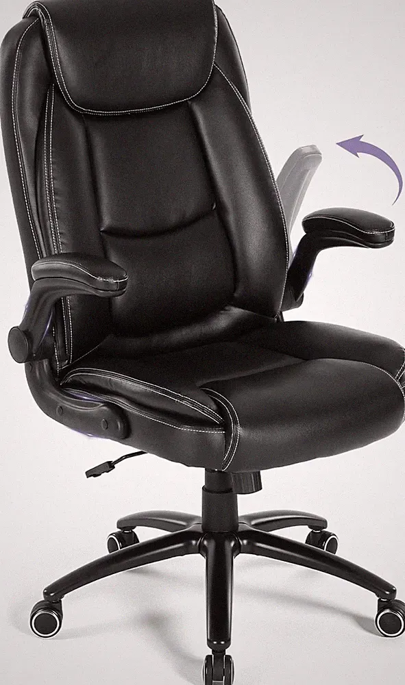 Ergonomic 300Lbs Office Chair with Flip-Up Armrests & Reclining Backrest