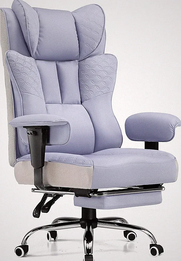 Ergonomic Big & Tall Office Chair with Foot Rest & 150° Recline, Leather Design