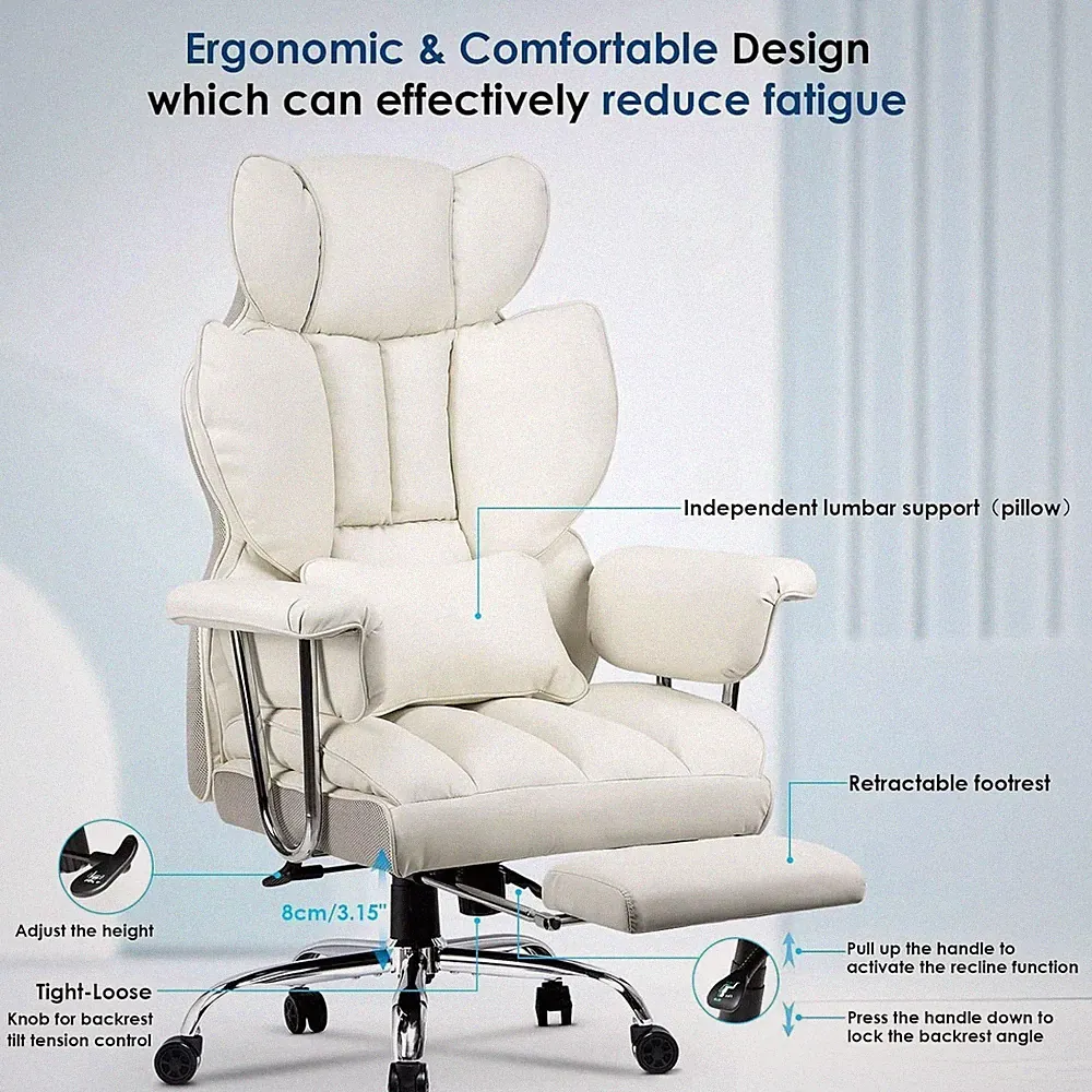 Executive Office Chair Swivel Recliner Gaming Computer Desk Chair With Footrest