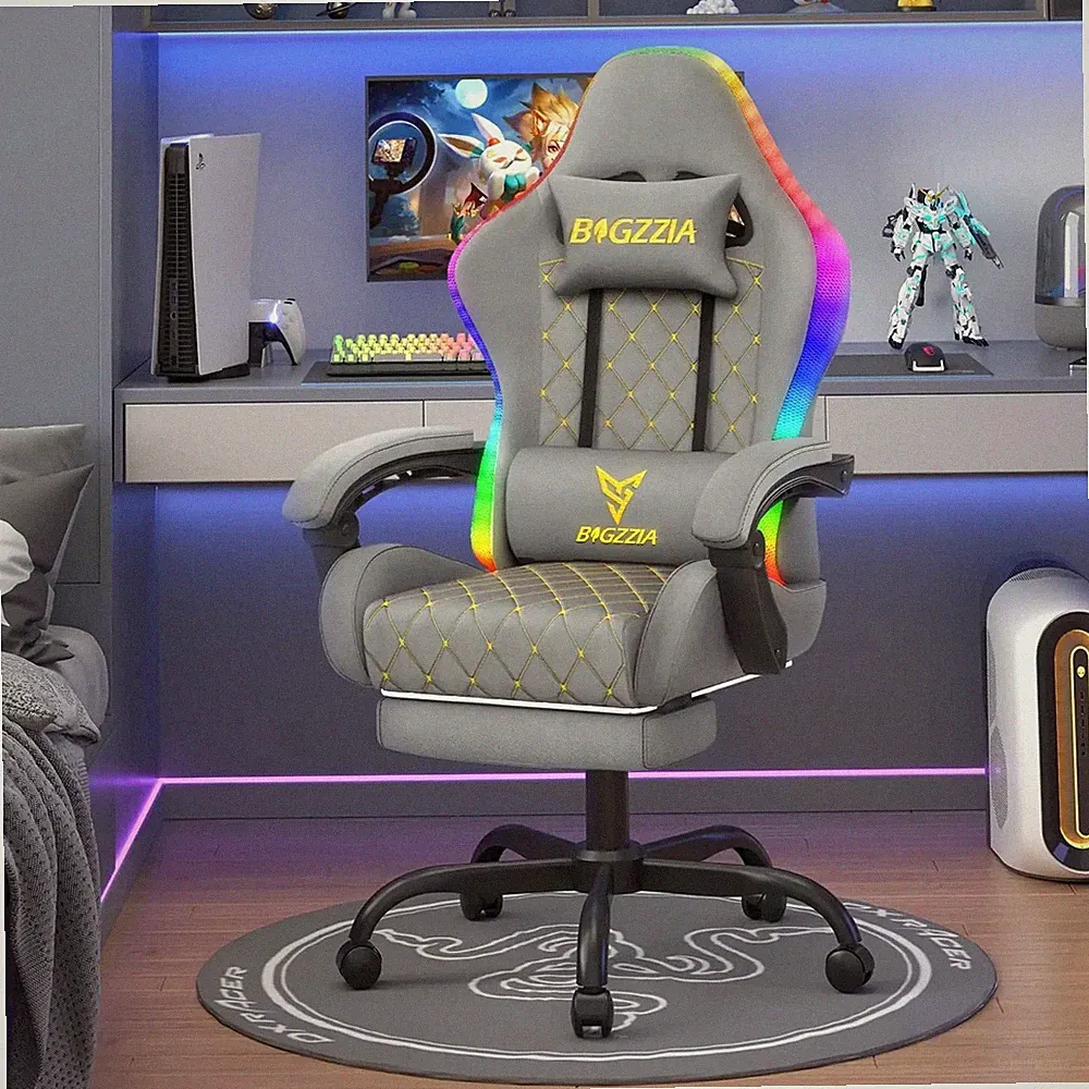 High Back RGB Gaming Chair with LED Lights & Ergonomic Computer Chair Reclining✨