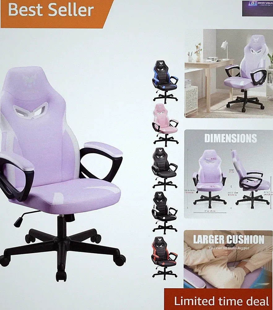 Luxurious Purple Faux Leather Office Chair with Lumbar Support & Tilt Adjustment