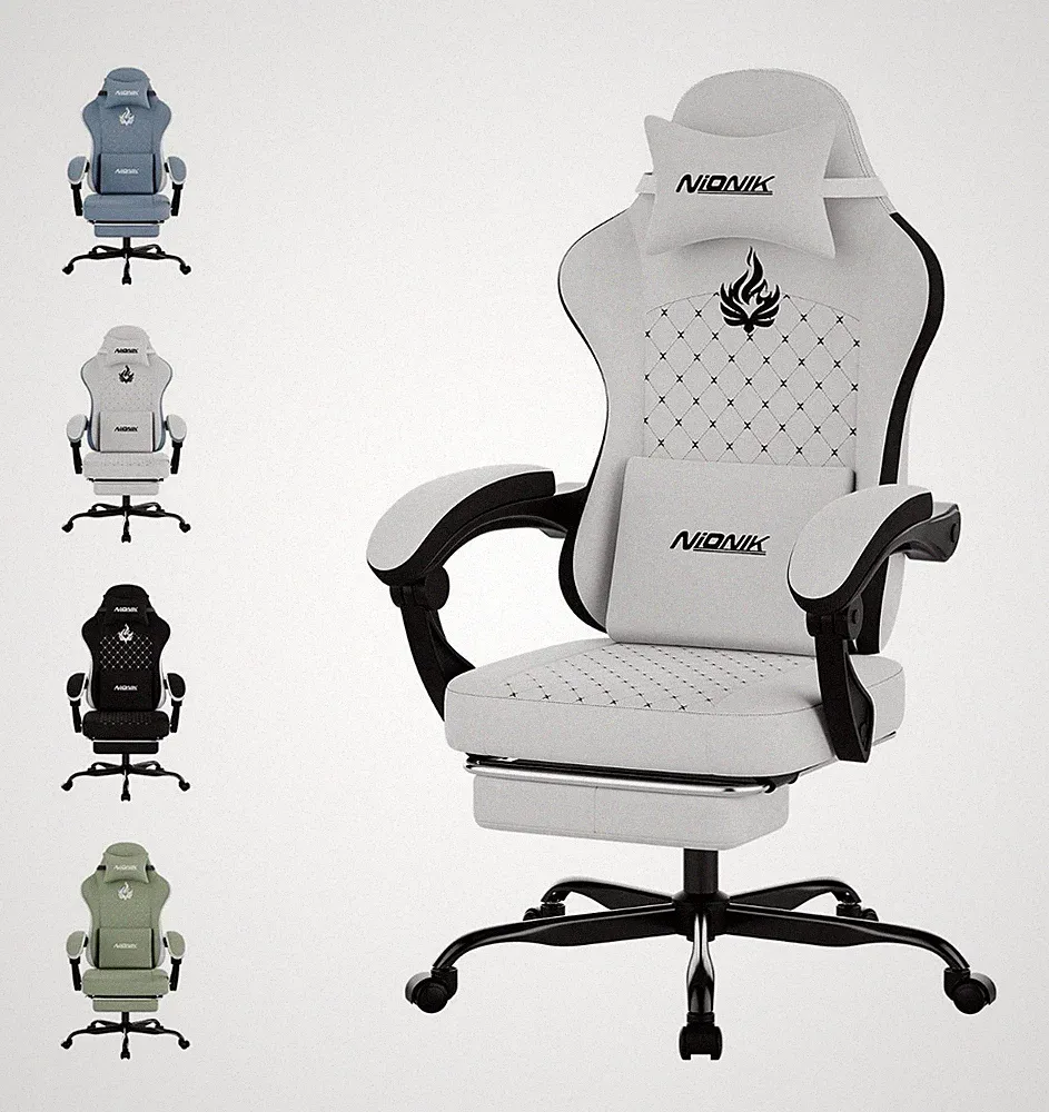 Nionik Ergonomic Office Chair Massage Adjustable Foam White/Black 350lb