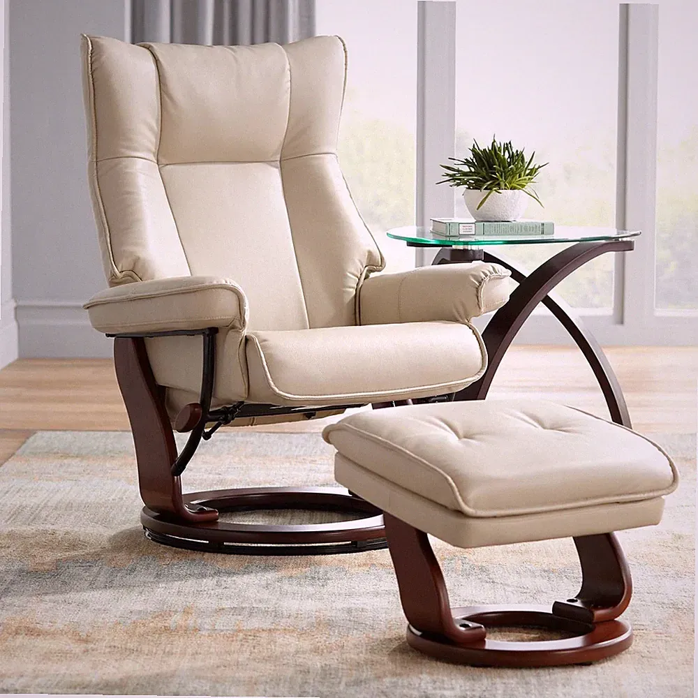 Stucco Swivel Faux Leather Recliner Chair Modern Ergonomic Reclining for Bedroom