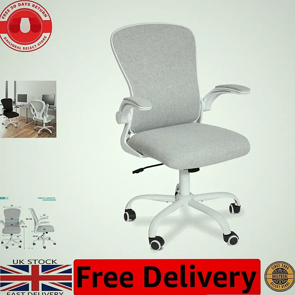 Stylish Ergonomic Grey Chair with Lumbar Support for Living Room & Office Use