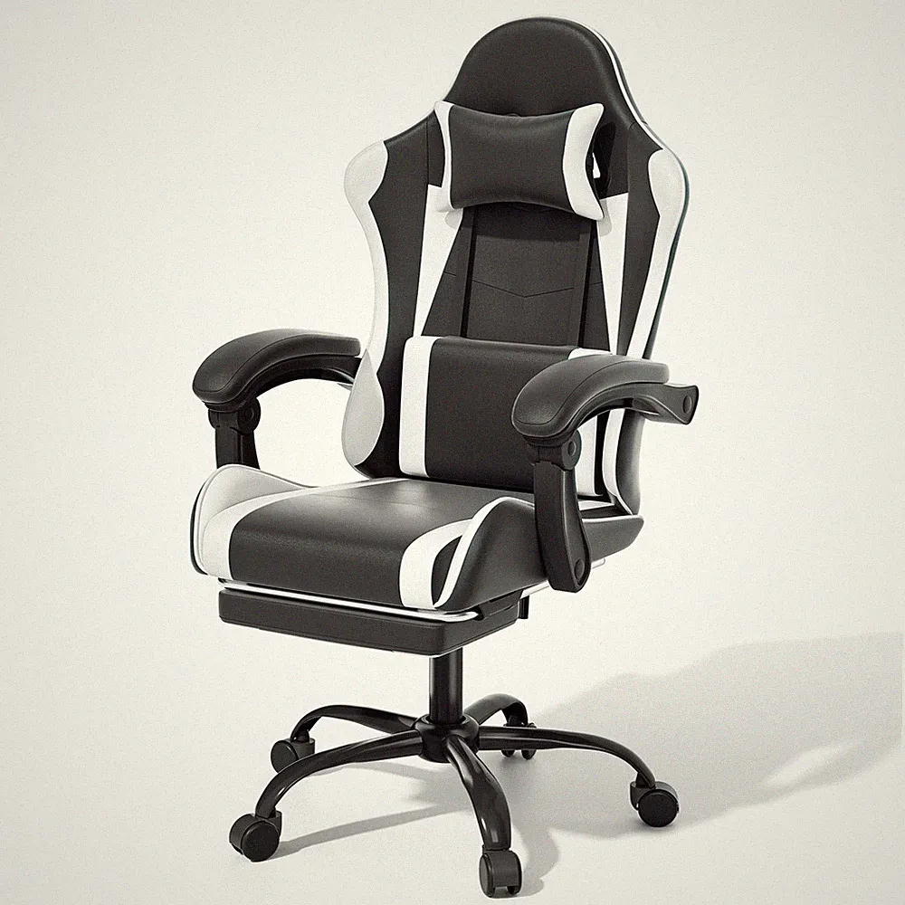 White Ergonomic Gaming Chair Coumputer Office Swivel Recliner Seat w/ Footrest